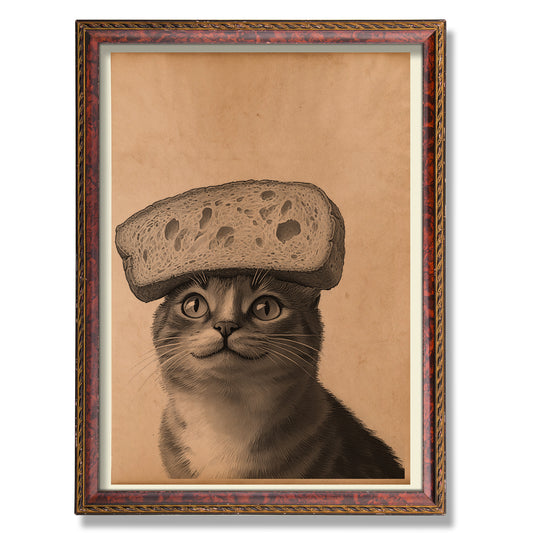 Cat bread print Vintage steampunk decor