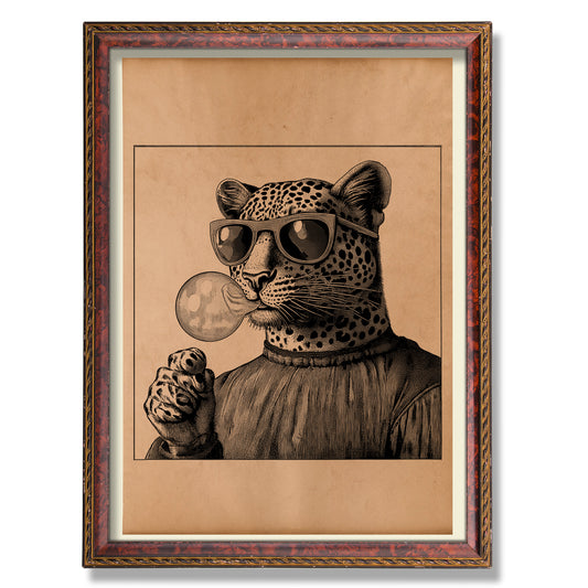 Gentleman leopard print Vintage Steampunk poster