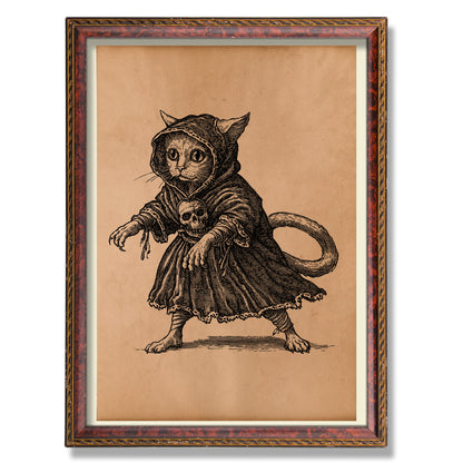 Necromancer Cat poster Vintage art print