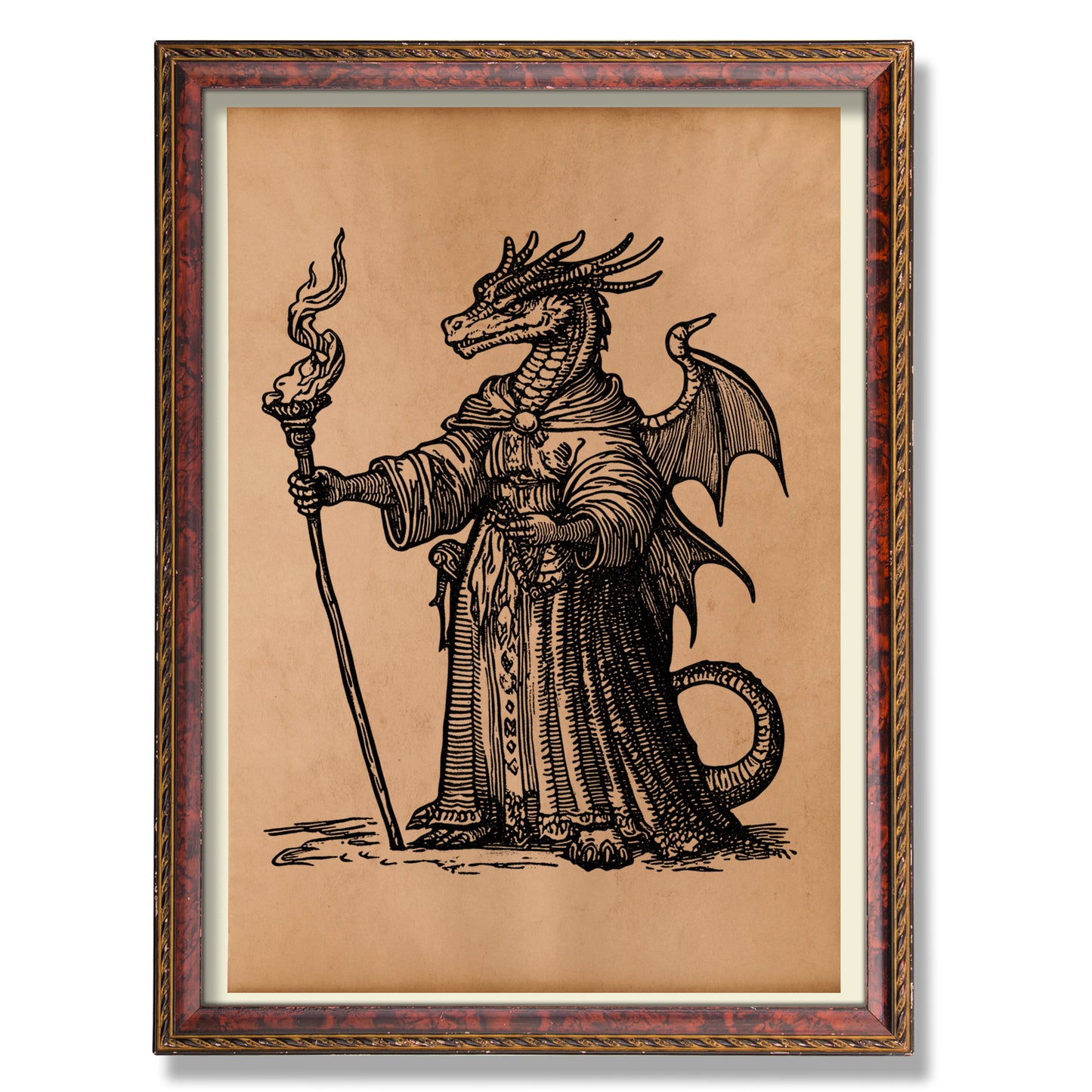 Wizard dragon art Vintage poster