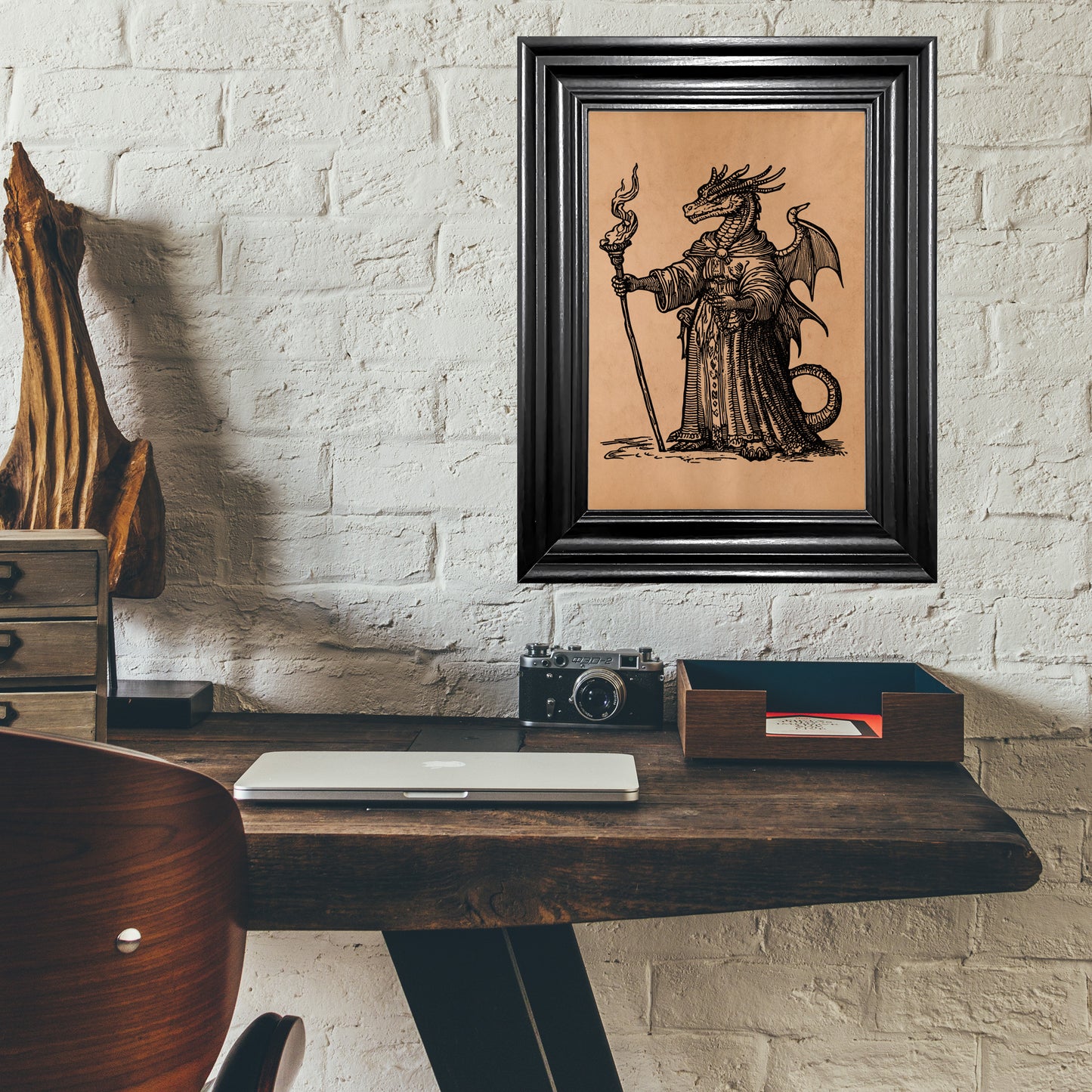 Wizard dragon art Vintage poster