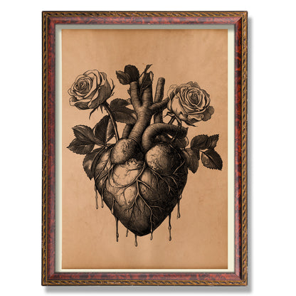 Anatomical floral heart poster Anatomy decor