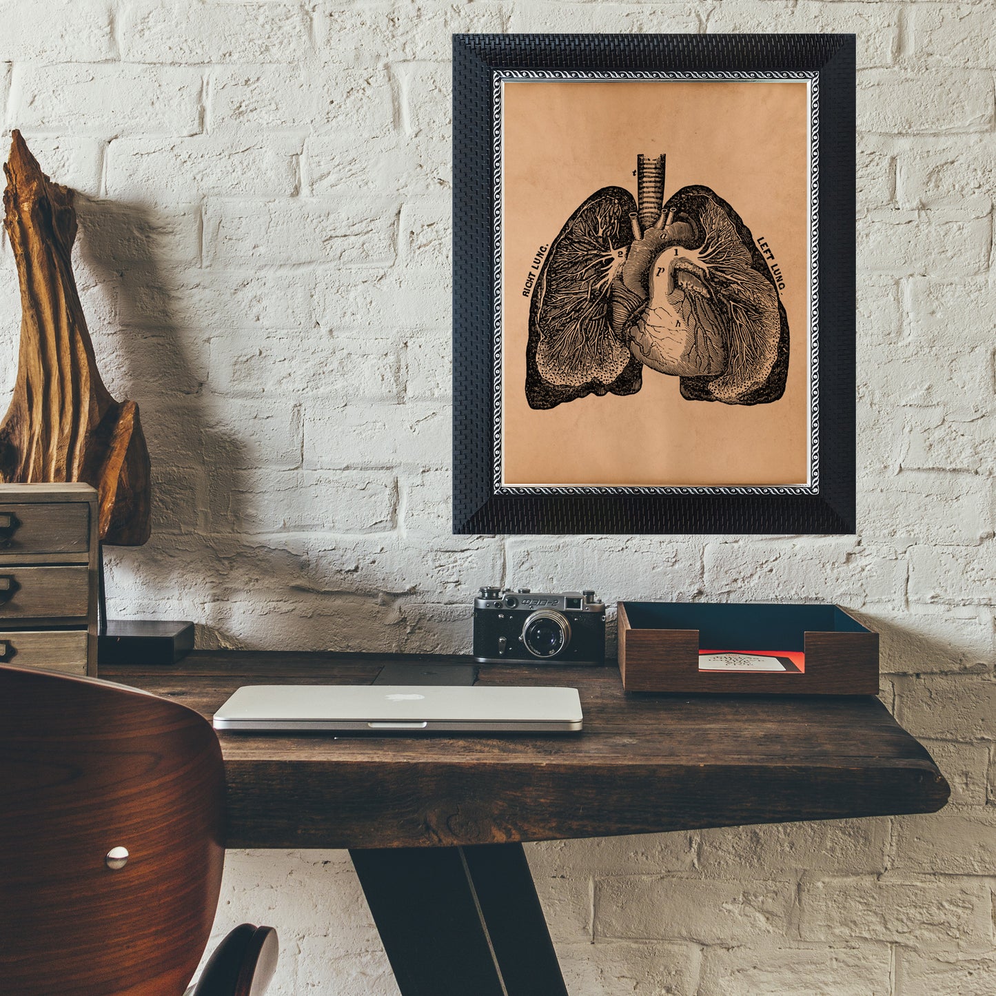 Anatomical heart art Vintage anatomy poster