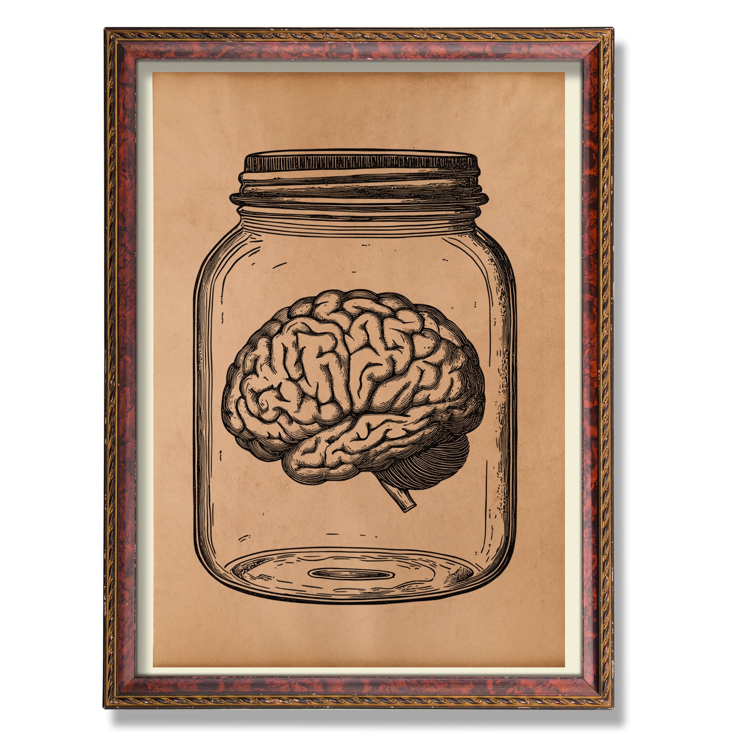 Brain in a jar print Vintage anatomy poster