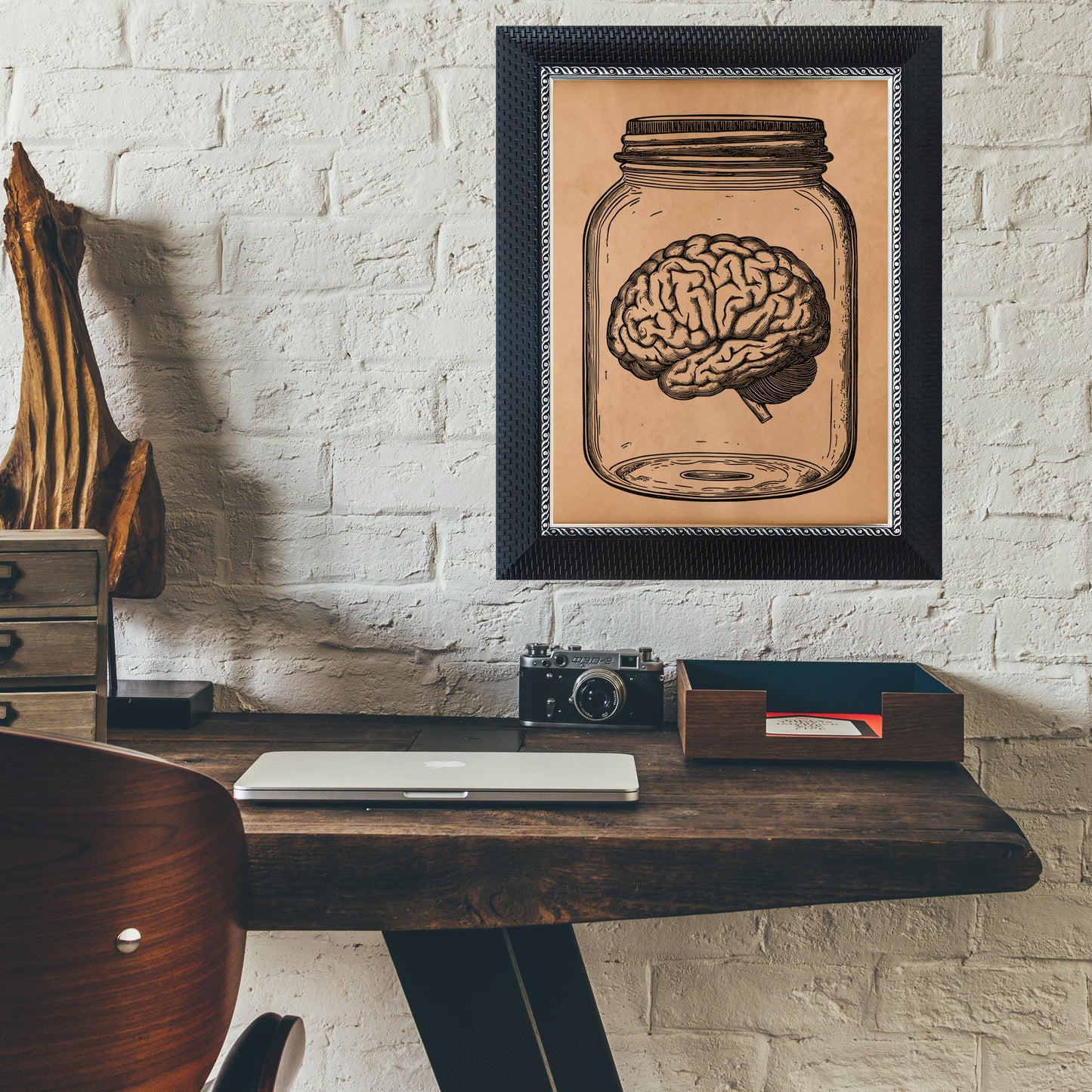 Brain in a jar print Vintage anatomy poster