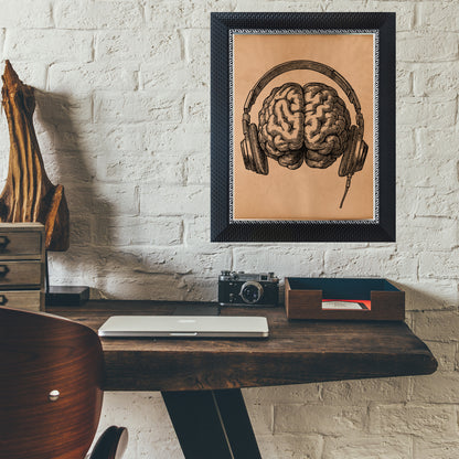 Headphones brain anatomy print