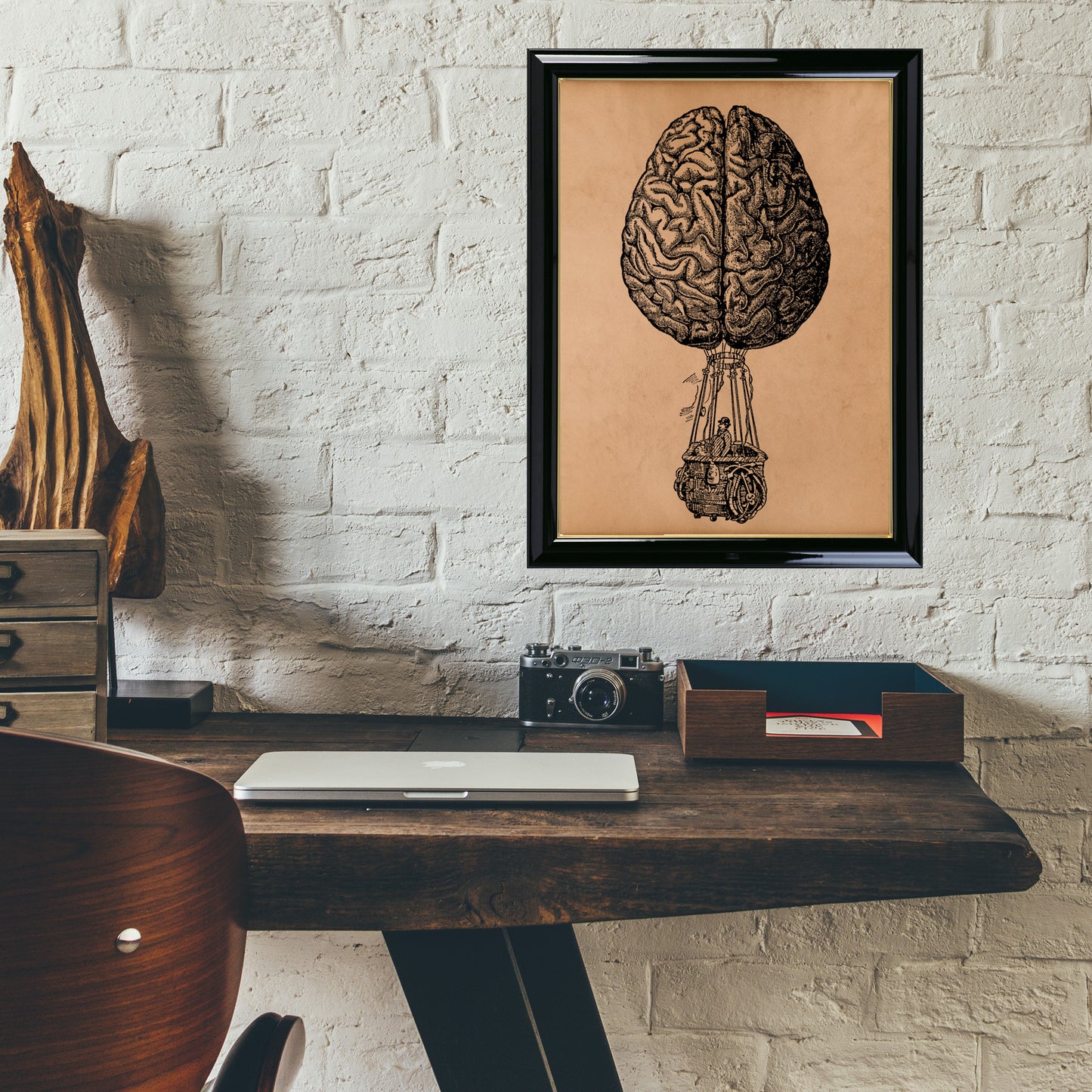 Brain balloon print Vintage anatomy art