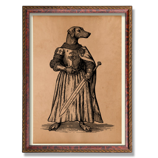 Dog poster Knight decor Vintage wall art