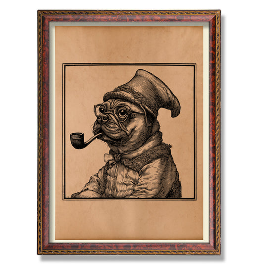 Gentleman Pug wall art Antique Steampunk decor