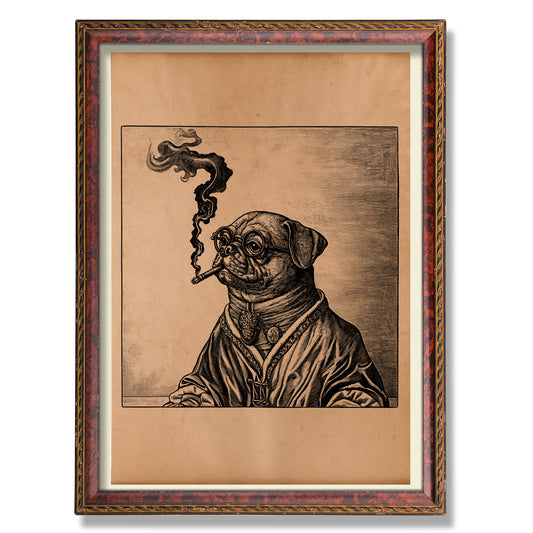 Gentleman Pug poster Vintage Steampunk decor