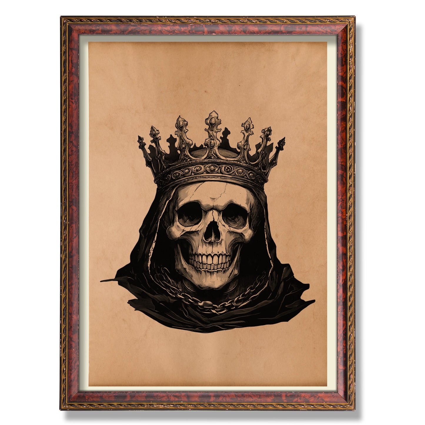 King skull poster Vintage anatomy print