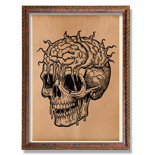 Melting brain poster Skull Anatomical decor