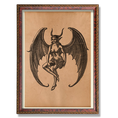 Lilith print Occult poster Vintage demon art