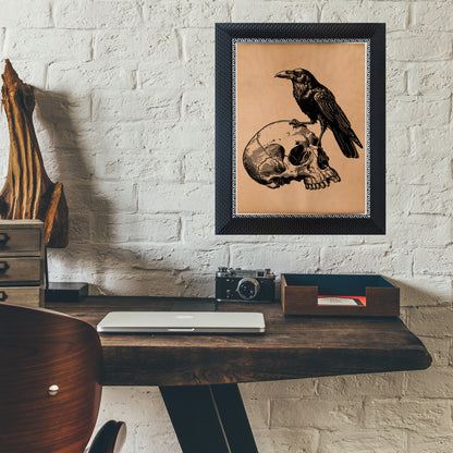 Raven on skull print Vintage anatomy