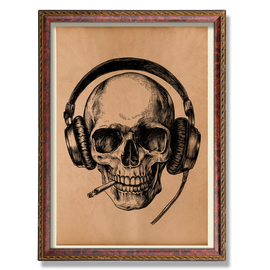 Smoking Skull print Vintage Anatomy