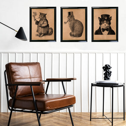 Vintage Steampunk poster Gentleman cat print