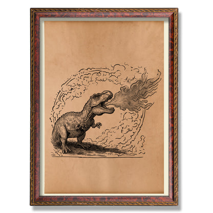 Vintage Dinosaur print T-rex poster